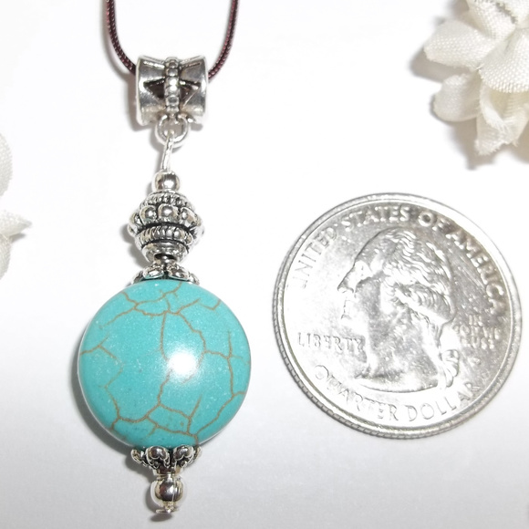 Turquoise Blue Adjustable Length Short or Long Fashion Accessory Necklace 4840 - Picture 2 of 11